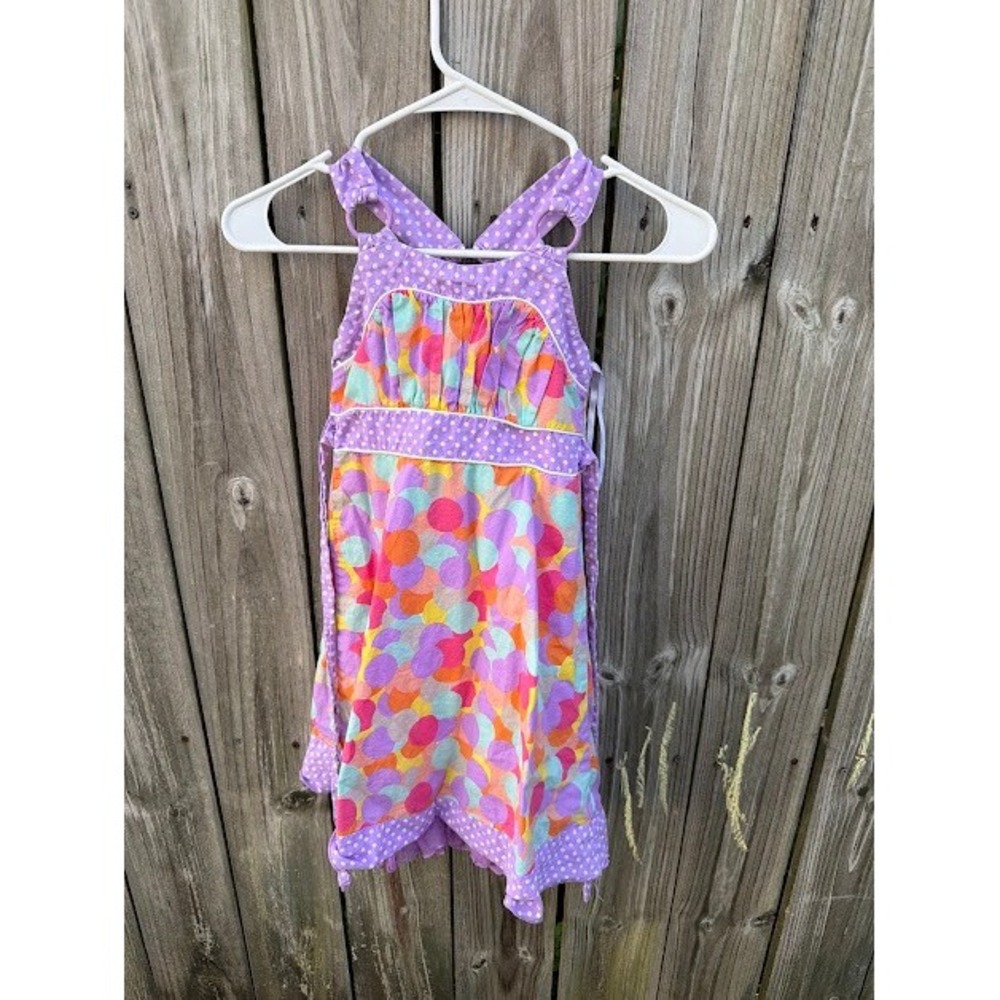 Summer Retro Colorful Polka Dot Extremely Me Dress 6X Purple Geometric Ruffle